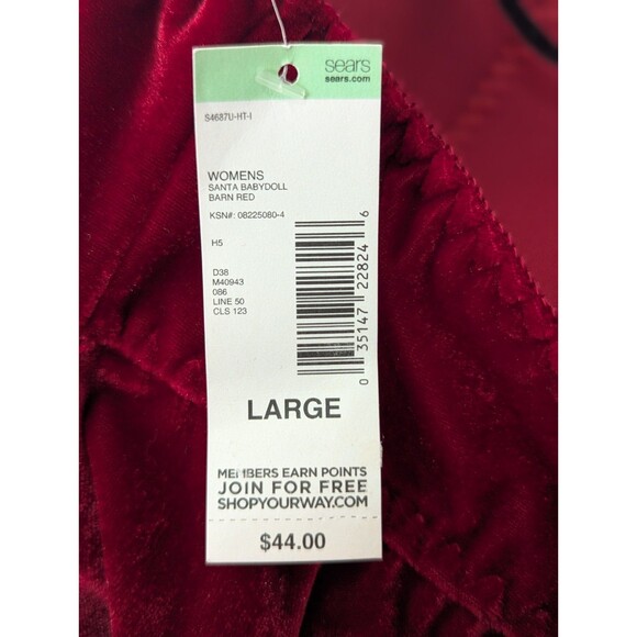 Boudoir Collection Mrs Claus Babydoll Nightie Pajamas Large Velvet Red Christmas - Picture 8 of 9